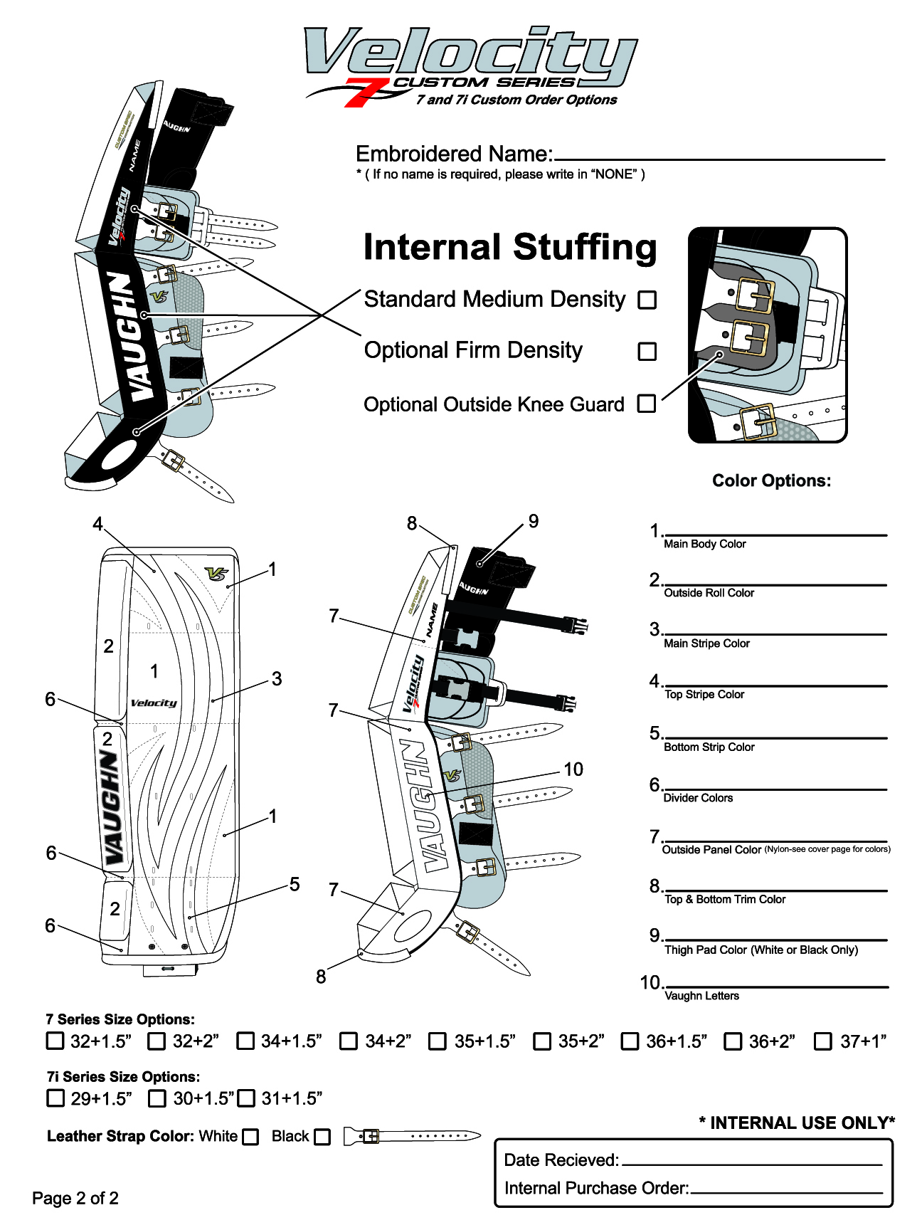 Vaughn Goalie Pad Sizing Chart