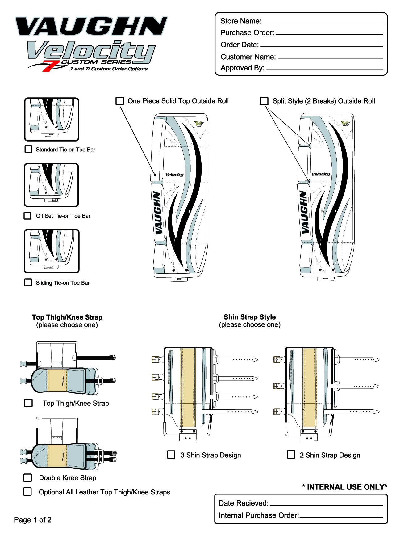 Vaughn Goalie Pad Sizing Chart