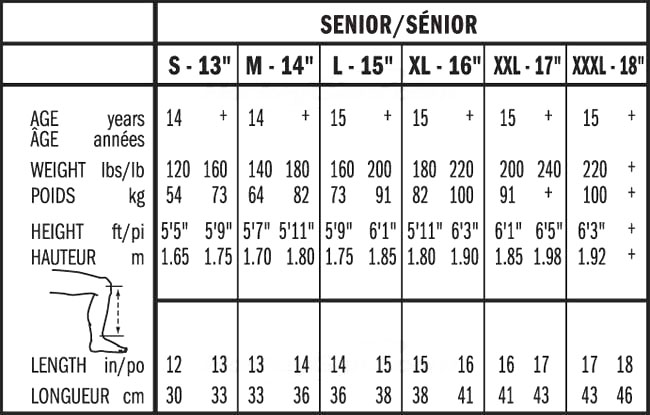 reebok hockey size chart