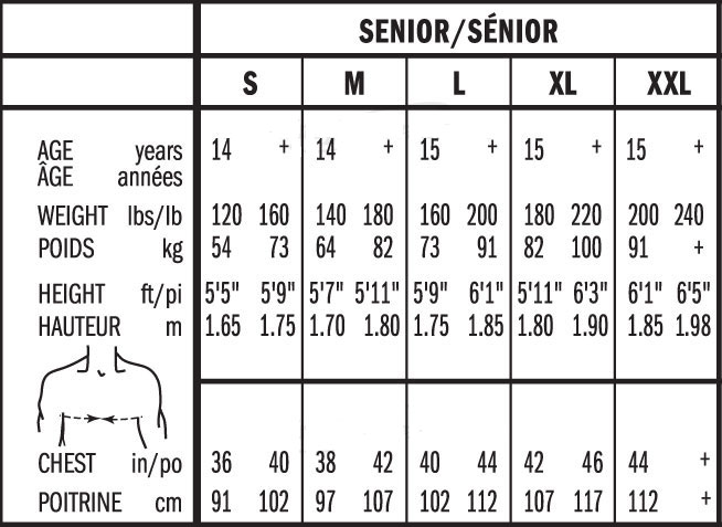 Youth Hockey Shoulder Pads Size Chart