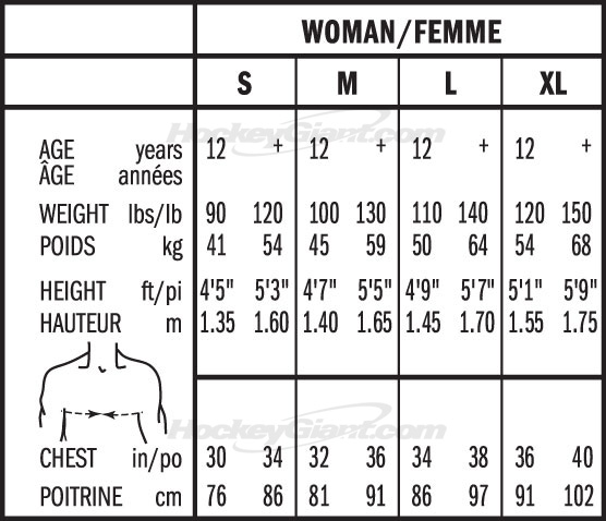 Bauer Goalie Pad Sizing Chart