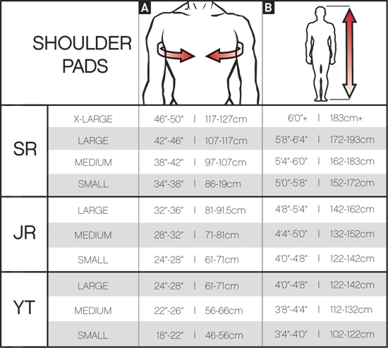 Stx Shoulder Pad Size Chart