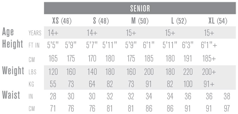 Easton Baseball Pants Size Chart