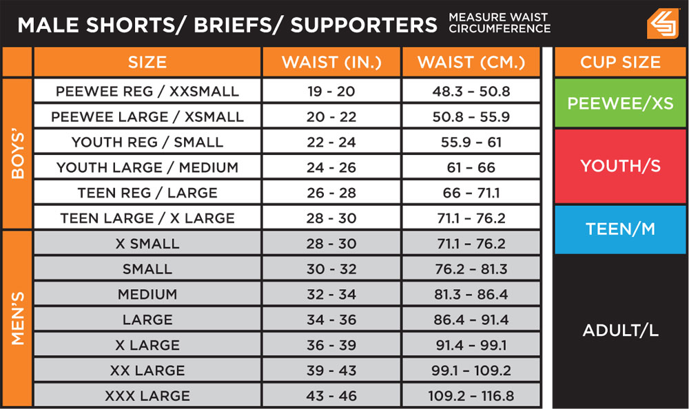 Shock Doctor Cup Size Chart